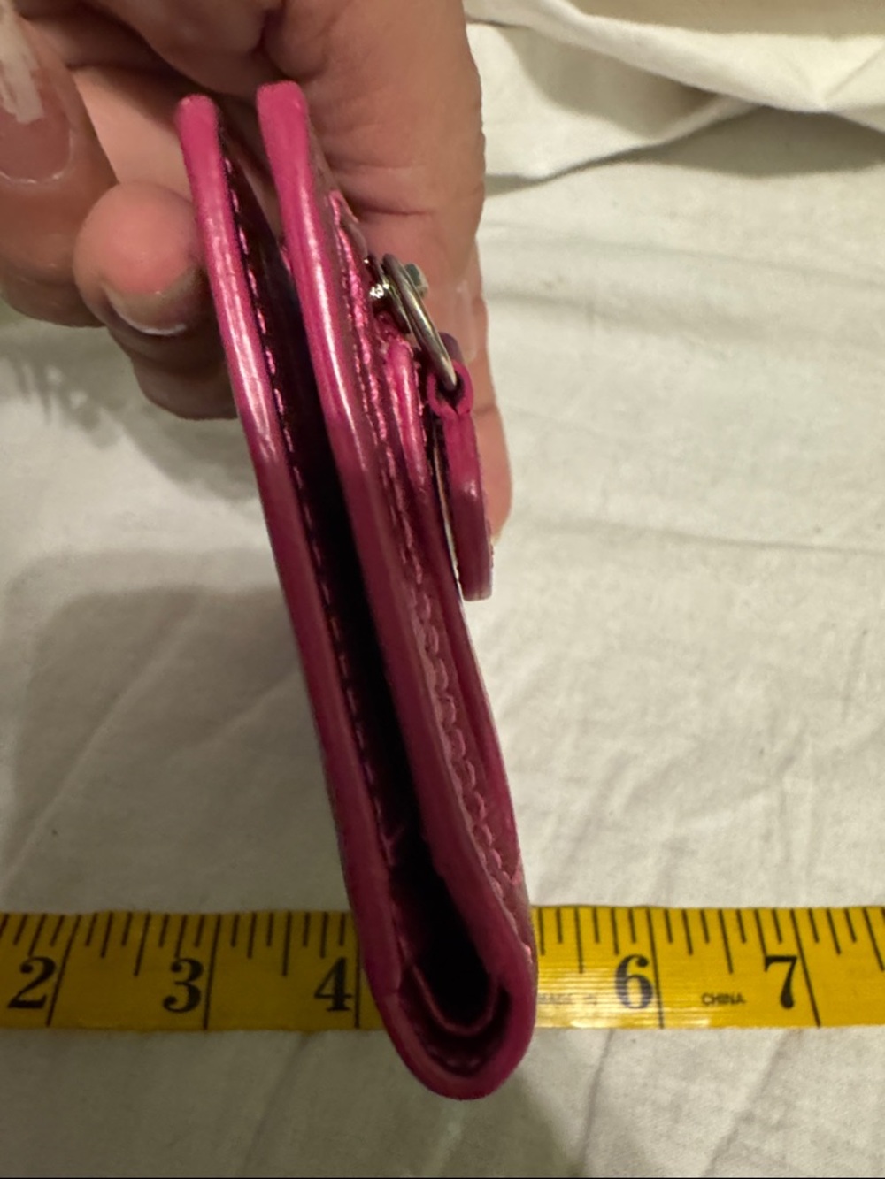 Coach Metallic Fuchsia Leather Zip Card Case - Picture 7 of 7